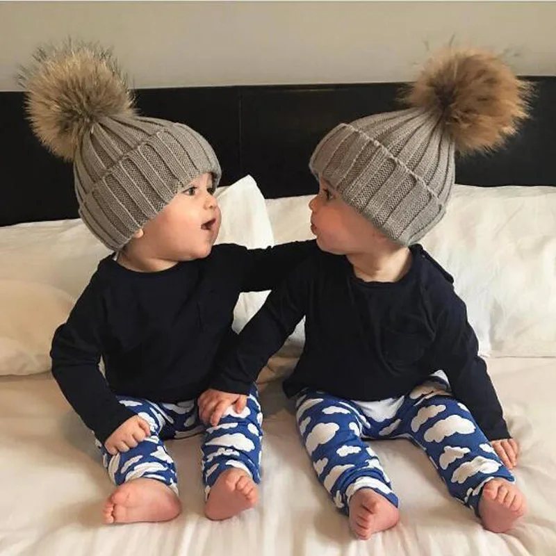 Baby Boy Hat Cute Pompom Baby Cap Beanie Autumn Winter Warm Knitted Children Girls Hats Solid Hairball Elastic Kids Caps Bonnet