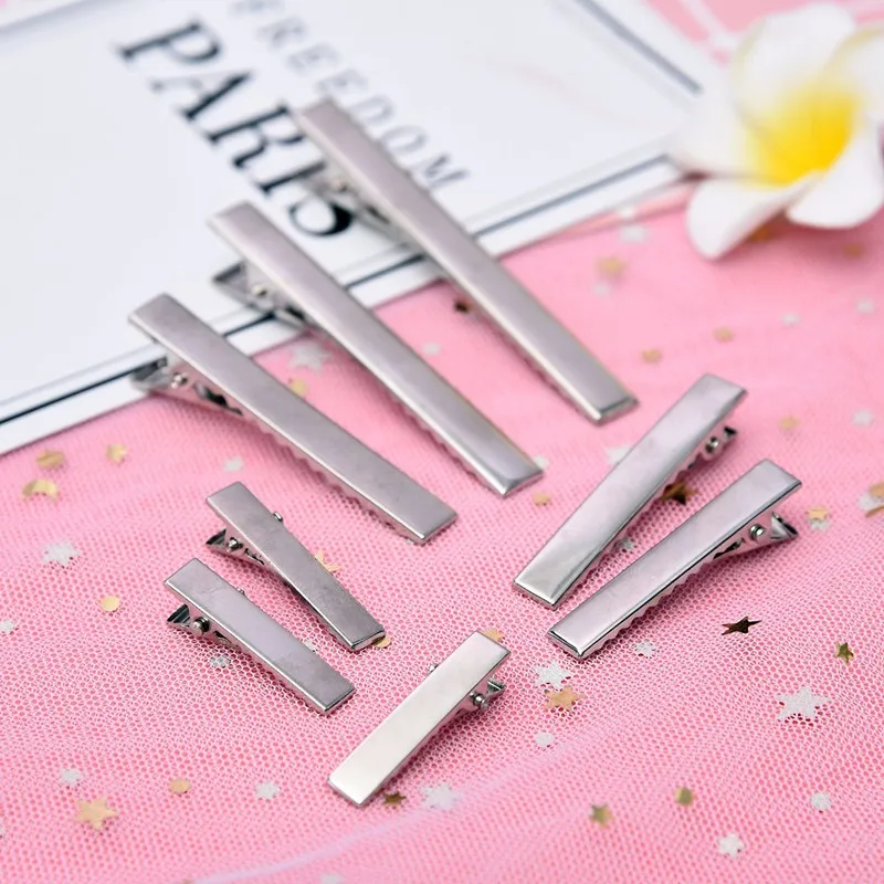 Heißer Verkauf Neue Silber Flache Metall Einzelne Zinke Alligator Haar Clips Krokodil Spange für Bögen DIY Haarnadeln Geschenke Handwerk