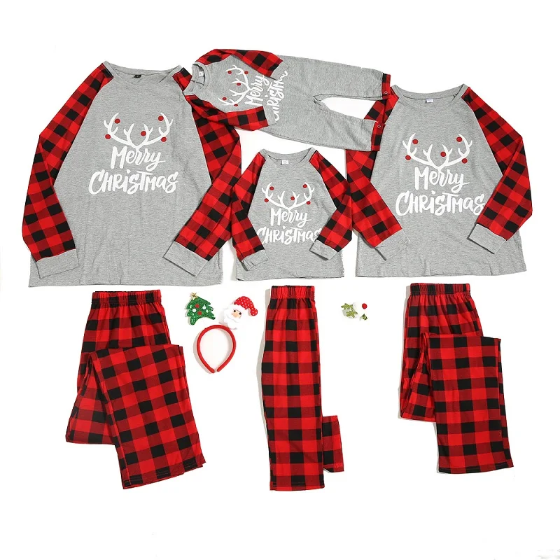 Christmas Family Matching Pajamas 2022 Family Matching Sleepwear Tops+Pants Adults Kids Family Matching Outfits Baby Romper