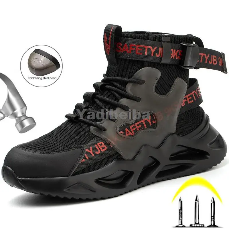 Work Safety Boots Men Women Shoes Steel Toe Safety Work Shoes Indestructible Shoes Anti-smash Fashion Sneakers Work Footwear