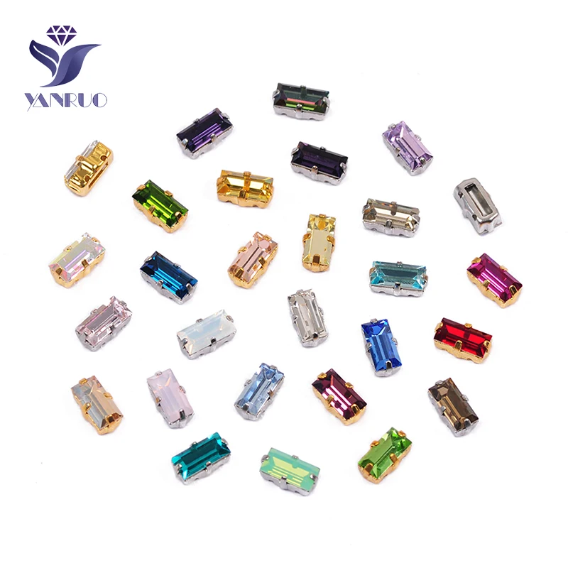 YANRUO 4501 Baguette Sewing Crystals Handicraft Sewn Stones Pointed Back Strass Needlework Glass Rhinestones On Clothes