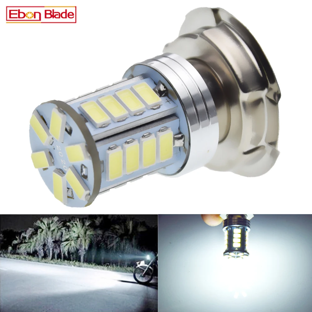 1Pcs P26S Motorcycle LED Headlight 26SMD Scooter Moped Bulb 6V 12V 24V 30V White Light 3.5W ATV Motor Motorbike Head Lamp 6000K