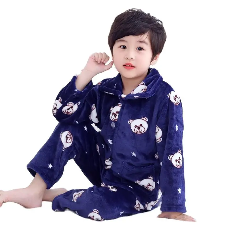 

Winter homewear for baby girls boys Coral fleece cute Princess hot sale pyjamas 2-11T kids sleepingwear children bottoming shirt