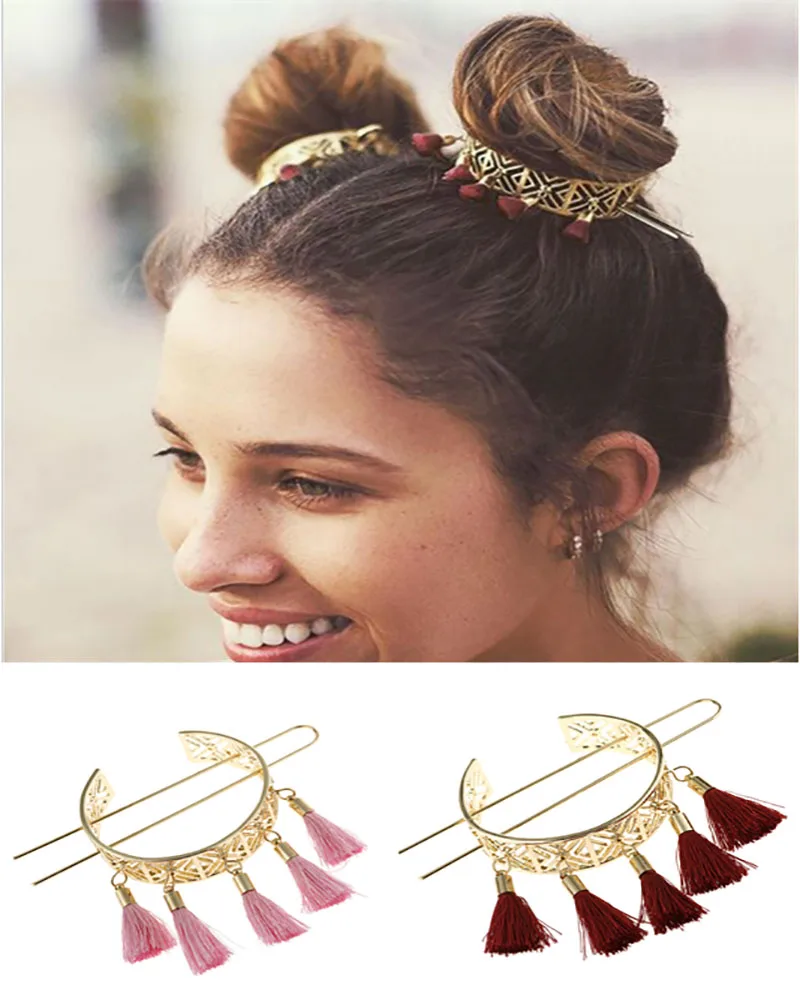 Design Alloy Round Top Hairpin Convenient Hair Stick Hair Holder Hair Scrunchies Woman Girl Hair Accessories Hair Jewelry