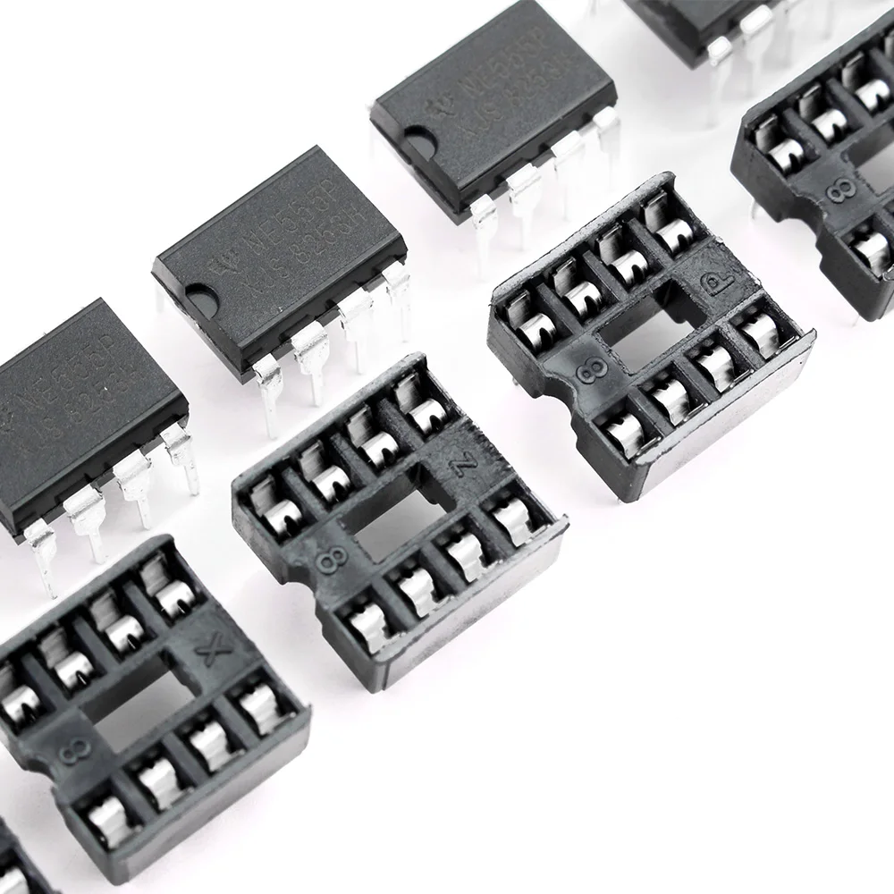 20-50pcs NE555 IC 555 & 8 Pin DIP Sockets (10 each) ic ne555 and Sockets DIP8 diy for arduino starter kit