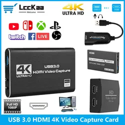 4K Video Capture Card USB 3.0 USB2.0 HDMI-compatible Grabber Recorder for PS4 Game DVD Camcorder Camera Recording Live Streaming