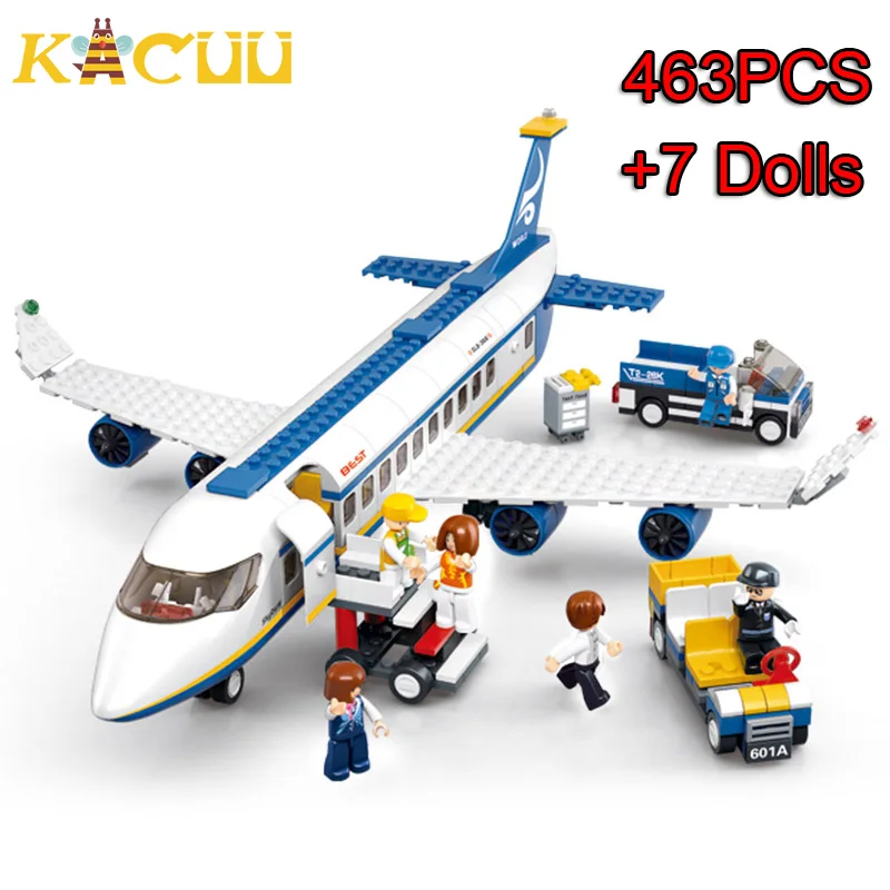 Technical City Series Passengers Plane Jet Cargo Airplane Bus Sets Modern Aviation Airport Building Blocks Toys For Kids Gift