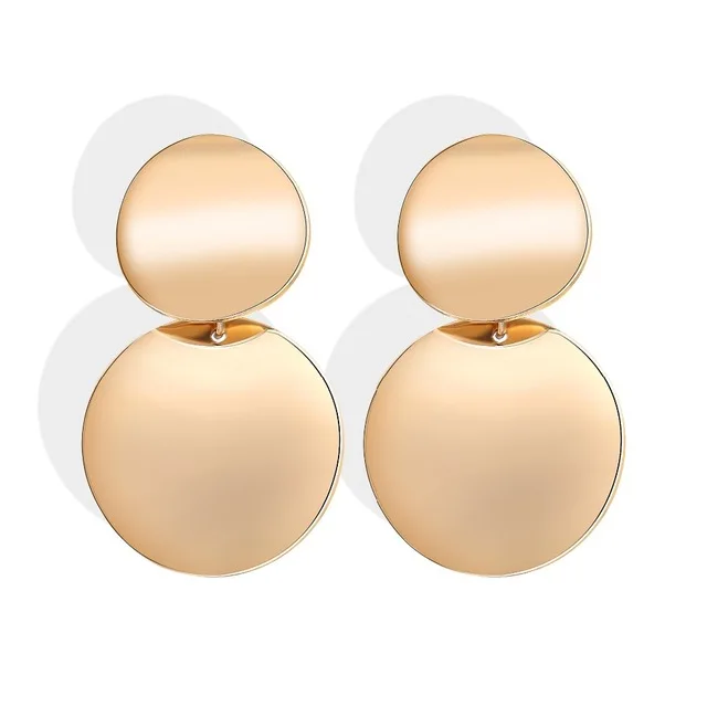 Women's Gold Plated Geometric Big Round Clip Earrings