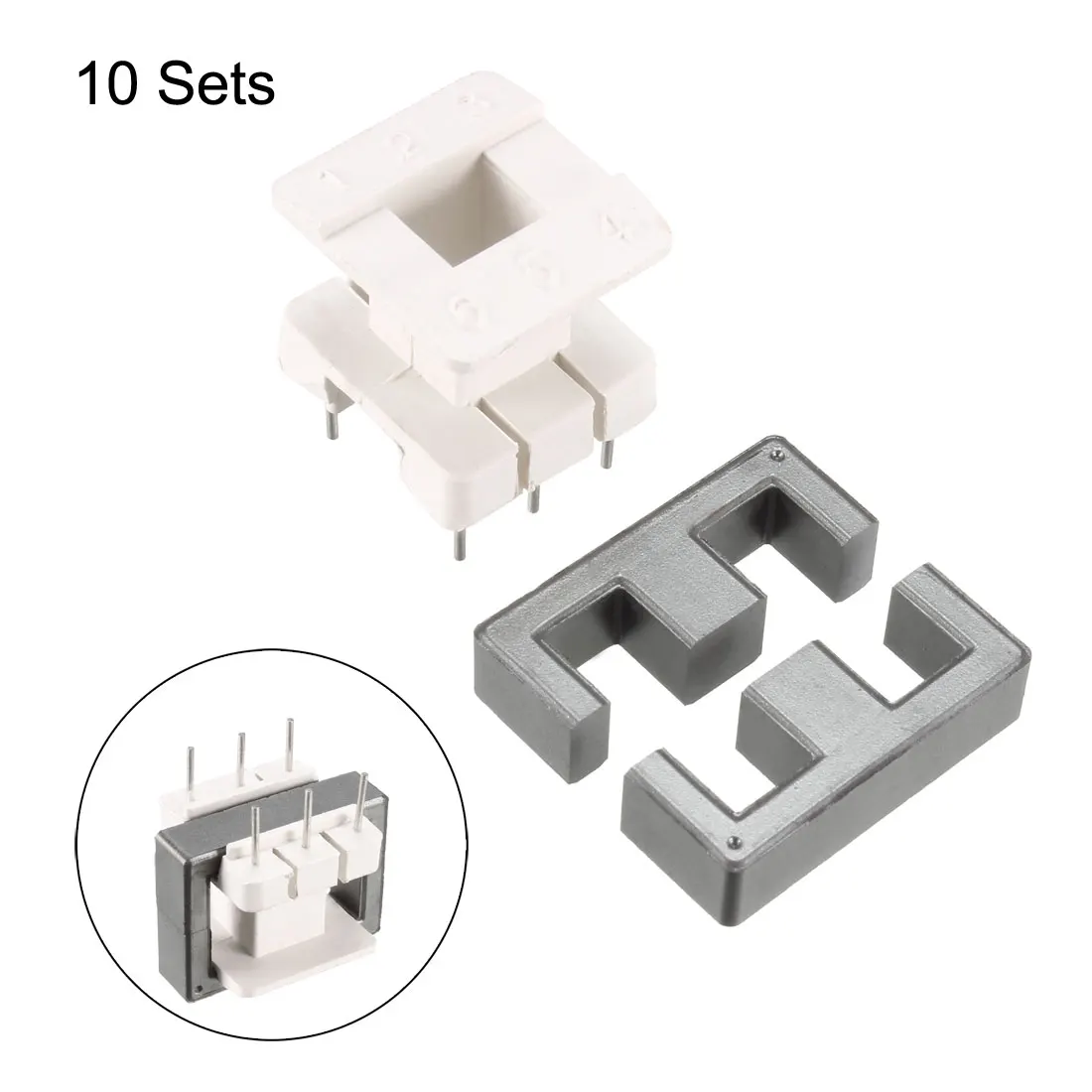 10 Sets EE25 3 with 3pin Transformer Bobbin PC40 Ferrite Core Vertical 20 Ferrite Halves and 10 Bobbin Magnetic Core Bobbins