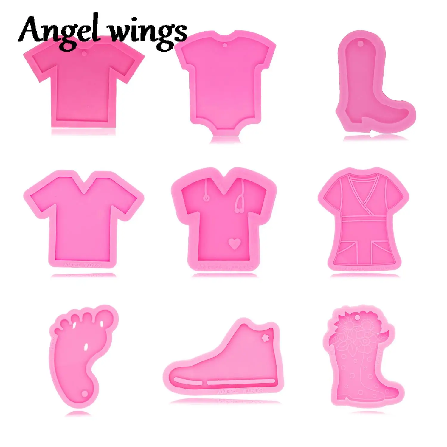 DY0398 T-Shirt Mold, Boots/Shoes Baby Clothes Resin Epoxy Silicone Mold for Craft, Grippy Nurse Resin mold for Phone grip