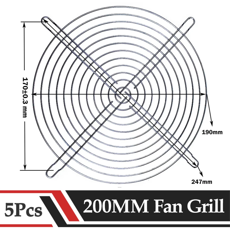 

5Pcs Gdstime 200MM Cooling Fan Grill Guard Protector Cover 20CM 7.87inches Protector Cover AC Fan Filter Protective Net