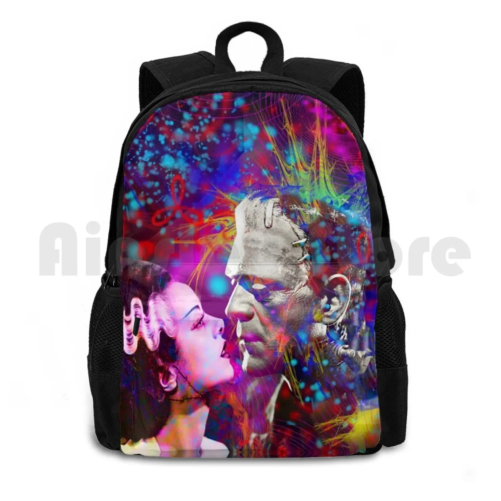 Frankenstein`s Bride Outdoor Hiking Backpack Waterproof Camping Travel Culture Trendy Abstract Hippy Hipster Spring Summer