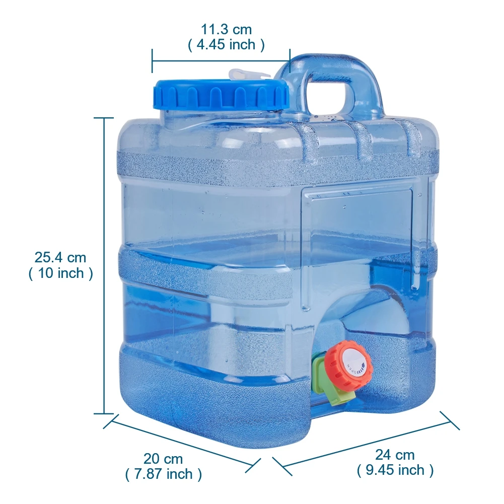 10L Portable Water Bucket Large-Caliber Driving Water Tank Container with Faucet for Camping Hiking