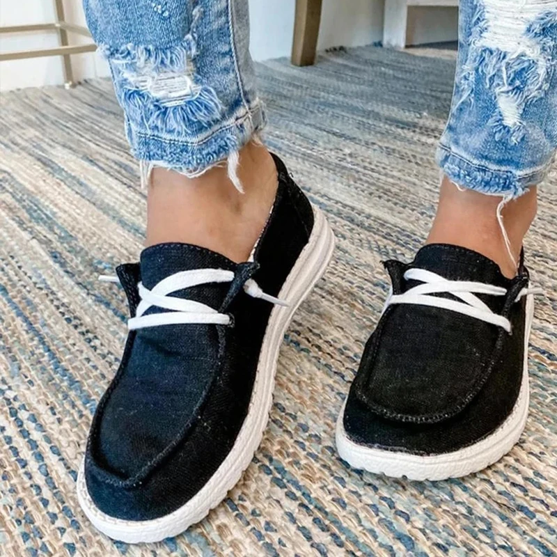 2021 Women Flats Summer Casual Shoes Female Breathable Slip on Loafers Canvas Sneakers Fashion Mocassin Femme Plus Size