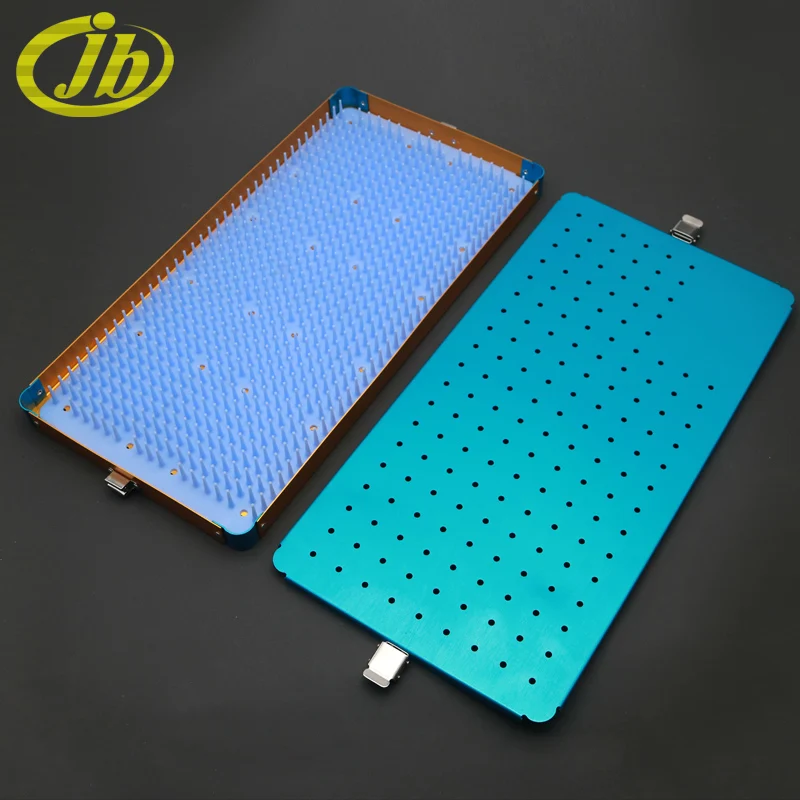 Medical disinfecting box surgical operating instrument single-deck aluminium alloy 40*20*2.5cm autoclave sterilization