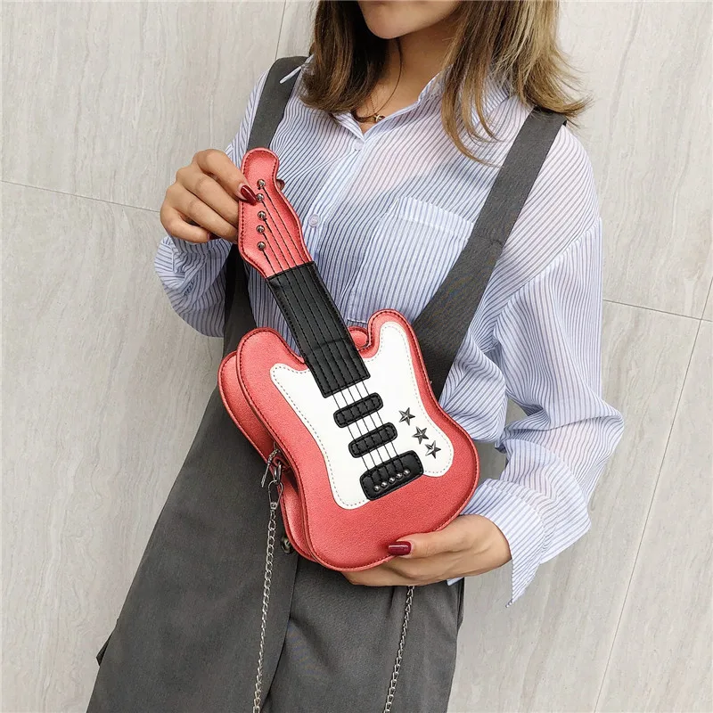 Bolso de hombro para mujer, bandolera con forma de guitarra, bonito bolso de mensajero de Pu con personalidad creativa, novedad de 2022