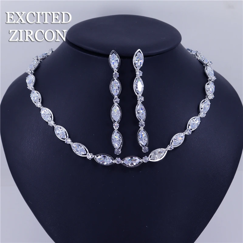 

High Quality Fashion Zircon Crystal Wedding Bridal Jewelry Sets Women Bride Tiara Crowns Earring Necklace Wedding Jewelry Gift