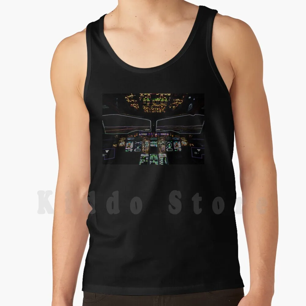 Camisetas sin mangas artísticas con diseño de cabina de Airbus A380, 100% algodón, A360, Airbus A310, A320, A330, A340, A350, avión, aviación, Jet, Jumbo