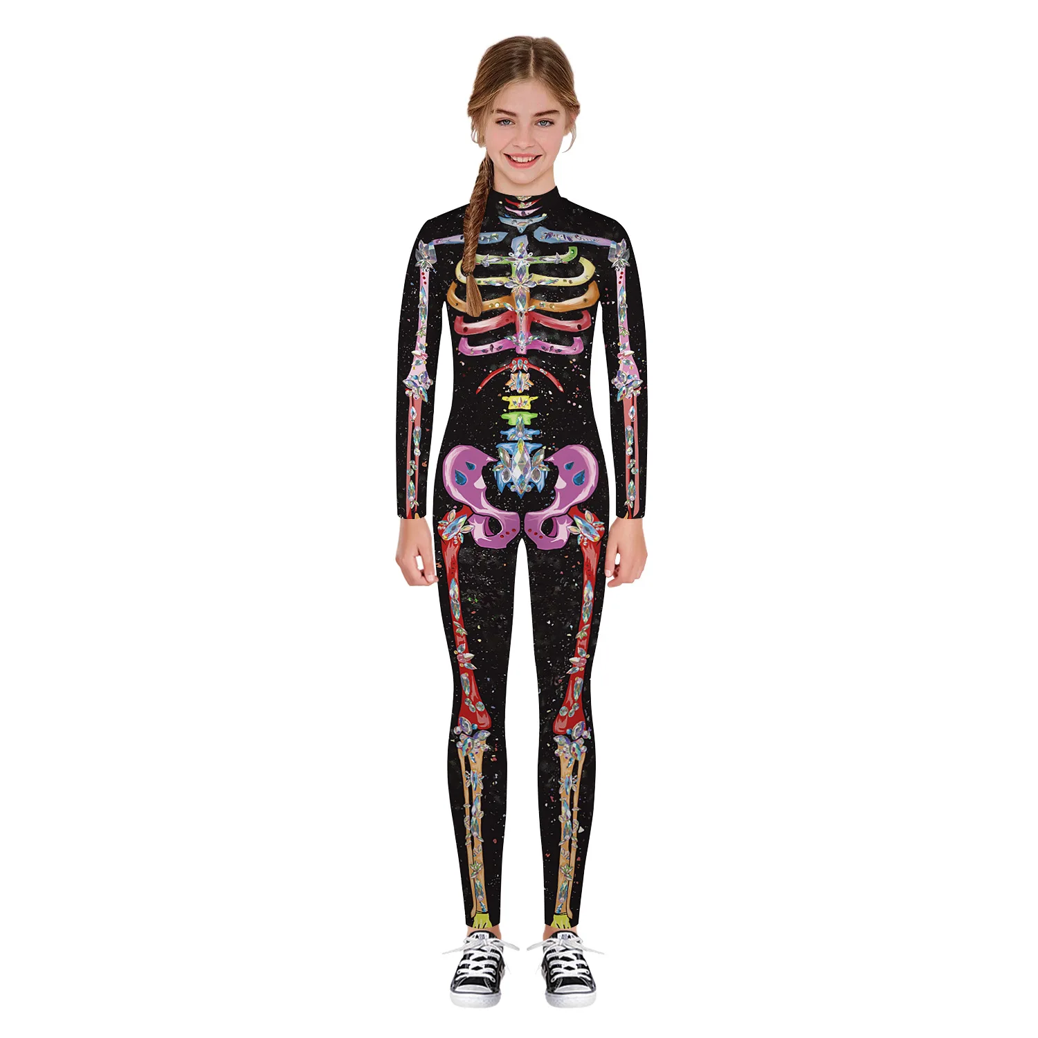 Boys Girls Cosplay Costume Kid Skeleton 3D Digital Printing Jumpsuit Children Carnival Purim Party Clothes Funny Zentai Suit