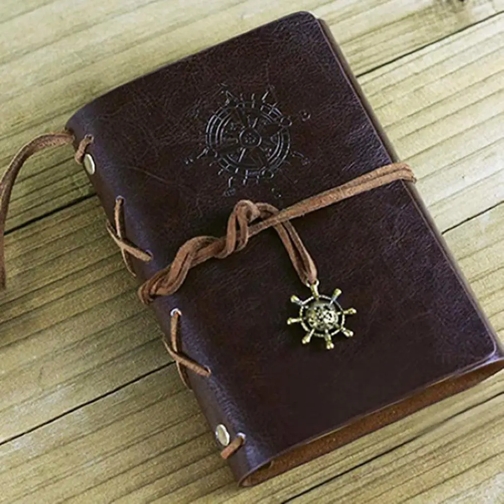 Vintage Pirate Diary Notebook Agenda With Faux Leather Cover Loose Leaf Note Book for School Stationery or Traveler