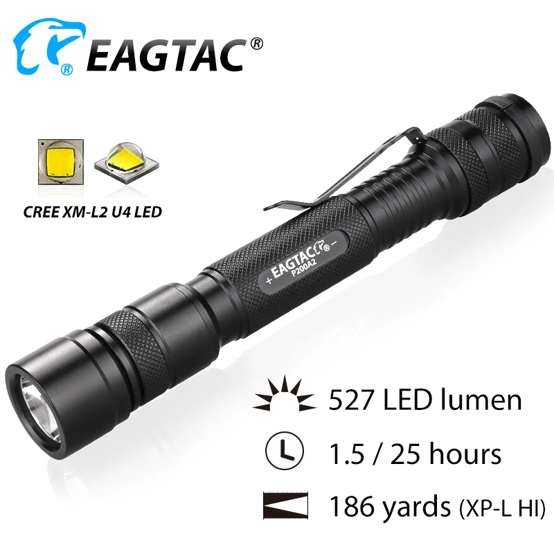 EAGTAC P200A2 Multi Output XML2 365nm UV 395nm UV Led Flashlight AA Battery 3 Modes