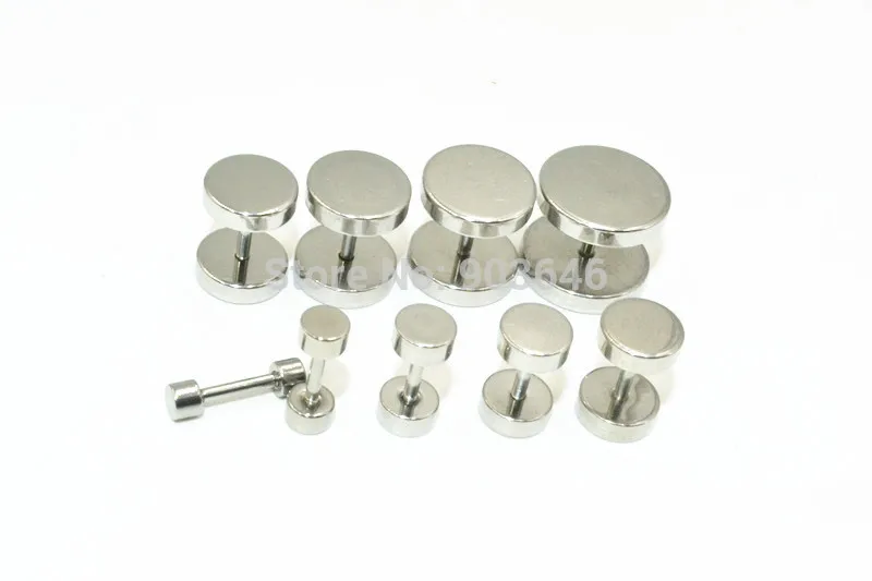 Free Shippment 100pcs  Stainless Steel Body jewelry Ear Stud Fake Ear Plugs Cheat Tunnels Illussion Plugs 3mm up to 12mm