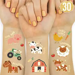 Farm Party Supplies Tatuagens Temporárias, Adesivos para crianças, Barnyard Animais Acarícias, Vaca Zoo, Cavalo, Trator, Reboque, Ovelha