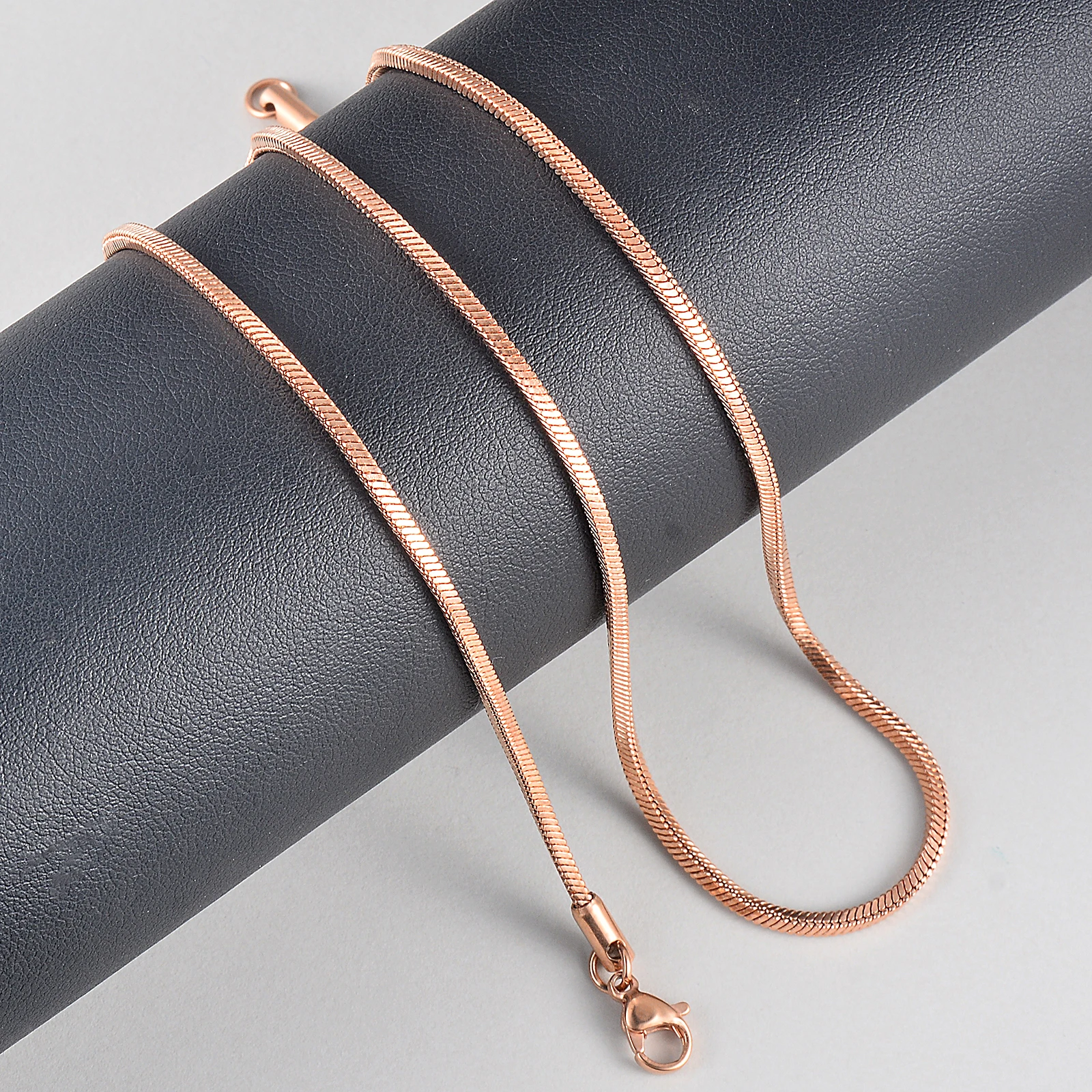 1 piece Rose Gold Color Square Snake Chain Women Necklace Jewelry 316 Stainless steel Necklace chain Width 0.9/1.2/1.5/2mm