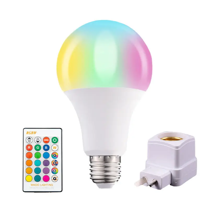 LED RGB Light Bulb E27 80-265V 10W 15W or 20W with IR Remote Control 16 Colors 2835 SMD Dimmable Smart Home Lighting Fixtures