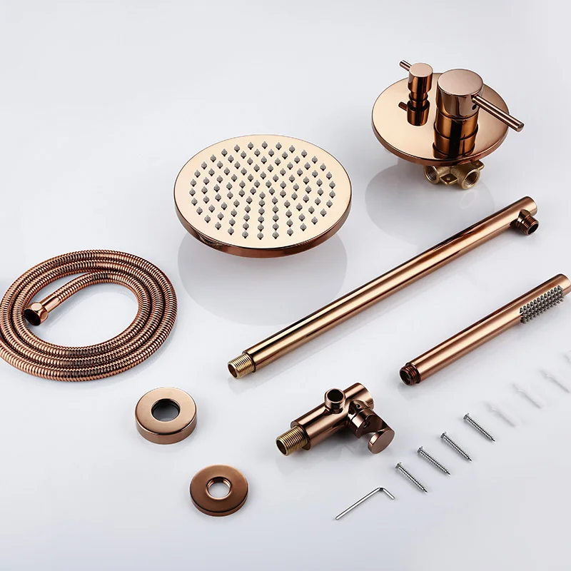 Imagem -05 - Polido Rose Gold Shower Conjunto para Banheiro Wall Shower Head Contemporary Home And Hotel 816 em