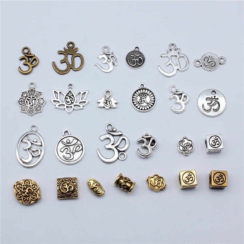 20pcs OM Charms Beads For Jewelry Making DIY Craft Handmade Pendant Cute Bracelet Earrings Necklace Jewelry Findings