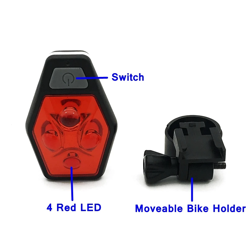 Mingray LED Bicycle light AAA 4 Red glow bike rear light outdoor bag clip warning light waterproof road emergency lantern