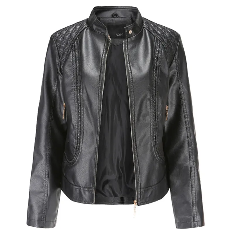 Herfst Vrouwen Pu Leren Jas Vrouw Rits Korte Jas Vrouwelijke Zwarte Punk Bomber Faux Leather Uitloper Lente Blazer Grote Maat