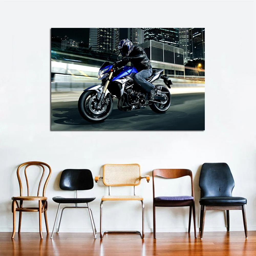 Canvas Prints Posters Suzuki GSX R750 Motorcycles Painting Wall Art Decoration For Living Room