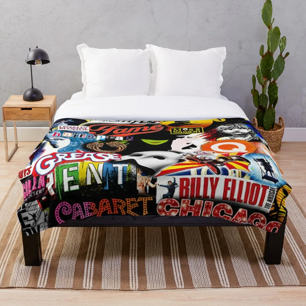 

Broadway Musical Collage Blanket Fleece Art Print Children Warm Bed Throw Blanket newborn bayby Blanket Boys Adult Gifts