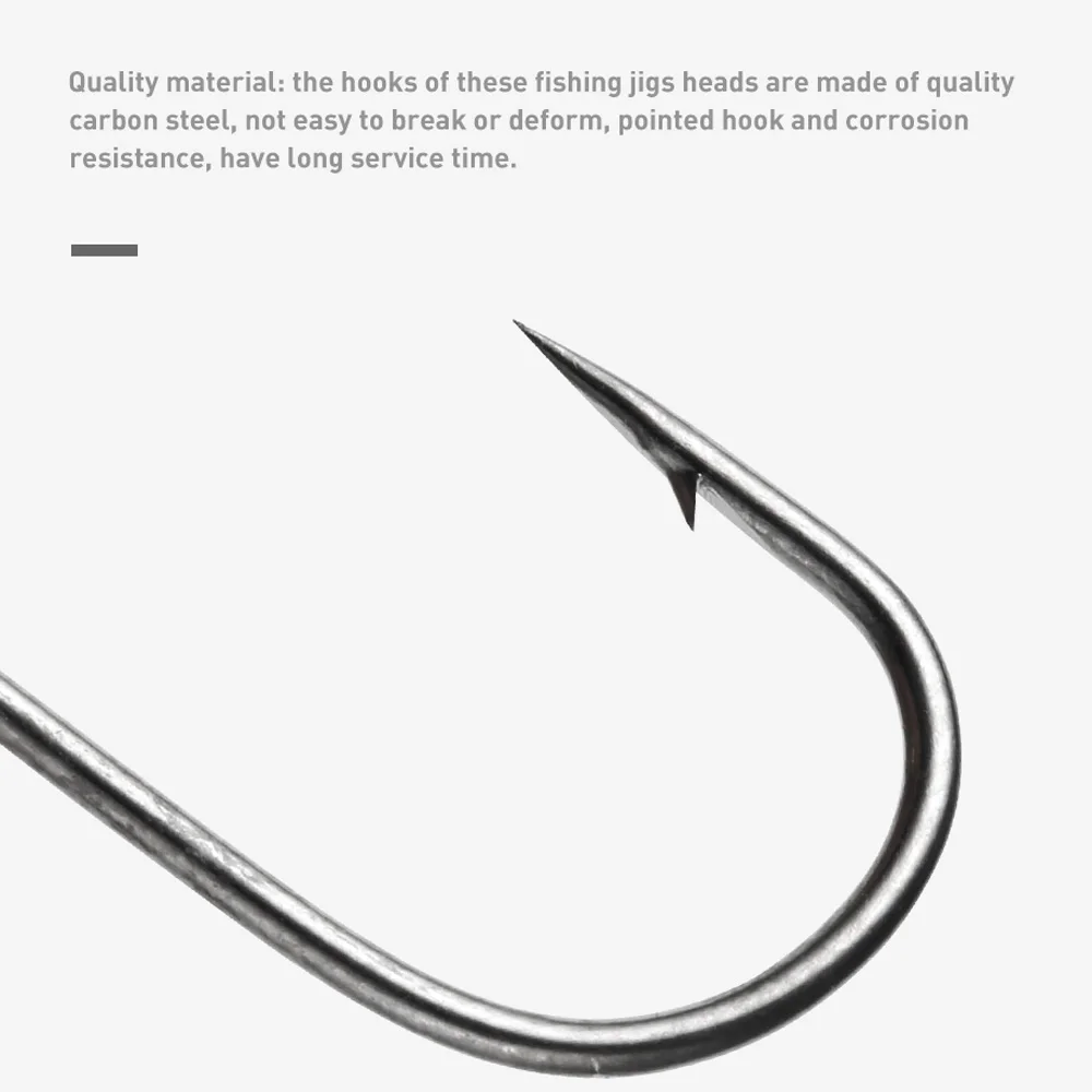 JOHNCOO 10pcs UL Fishing Hook Jig Head 1g-7g Barbed Hook Soft Lure Light  Jigging Hook Fishing Hook Head Hook