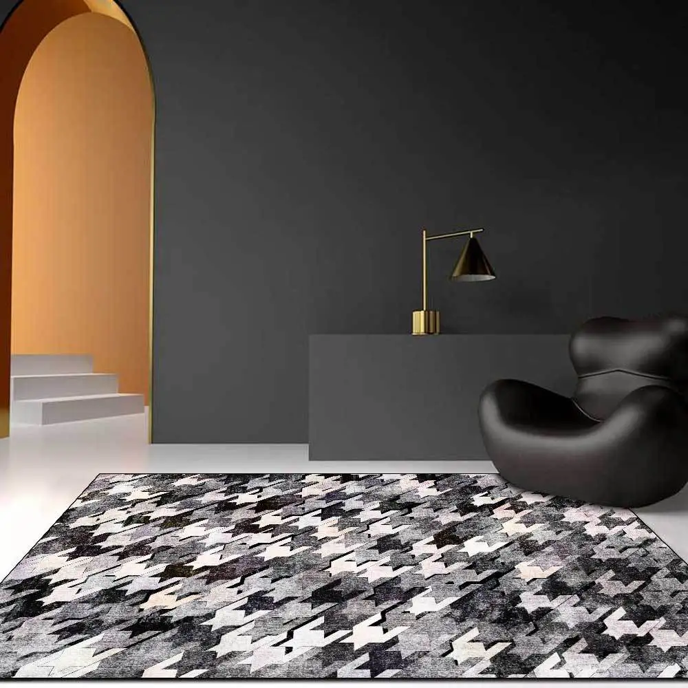 Fashion Simple Abstract Black Gray Living Room Bedroom Bedside Carpet Floor Mat Customization 2020