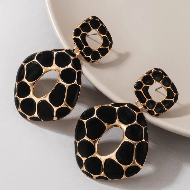 Earrings 2021 Trend New Boho Fashion Earrings For Women Cool Stuff Personality Square Leopard Print Geometry Vintage Jewelry