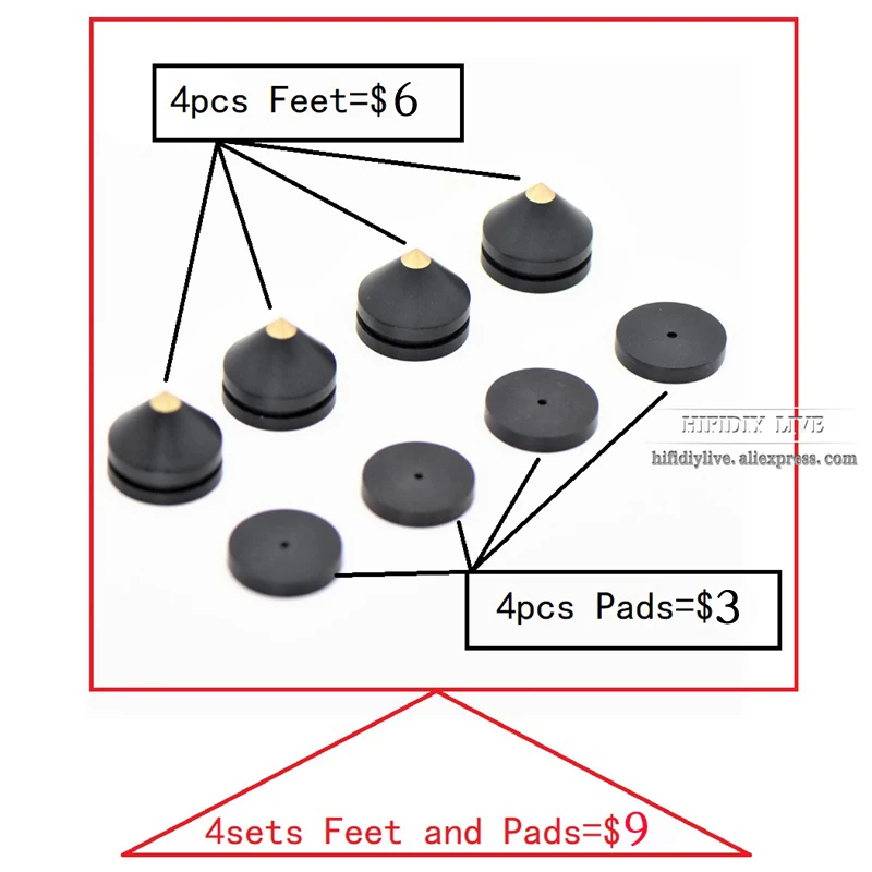 Hifidiy Sống 4 Bộ 4 Loa Chân Đệm Chân Hợp Kim Nhôm Kim Loại (Không Phải Gỗ Tự Nhiên) gai Nón Tầng Nail Chân M23 * 20