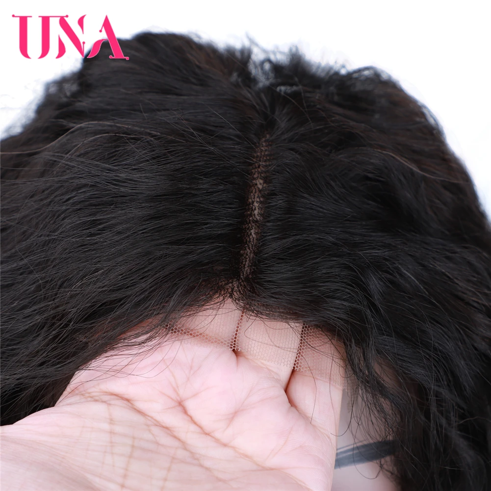 Peluca de UNA pieza de encaje para mujer, pelo largo precoloreado, mezcla de ondas profundas, estilo Natural, 18 pulgadas, barato, suave, Remy