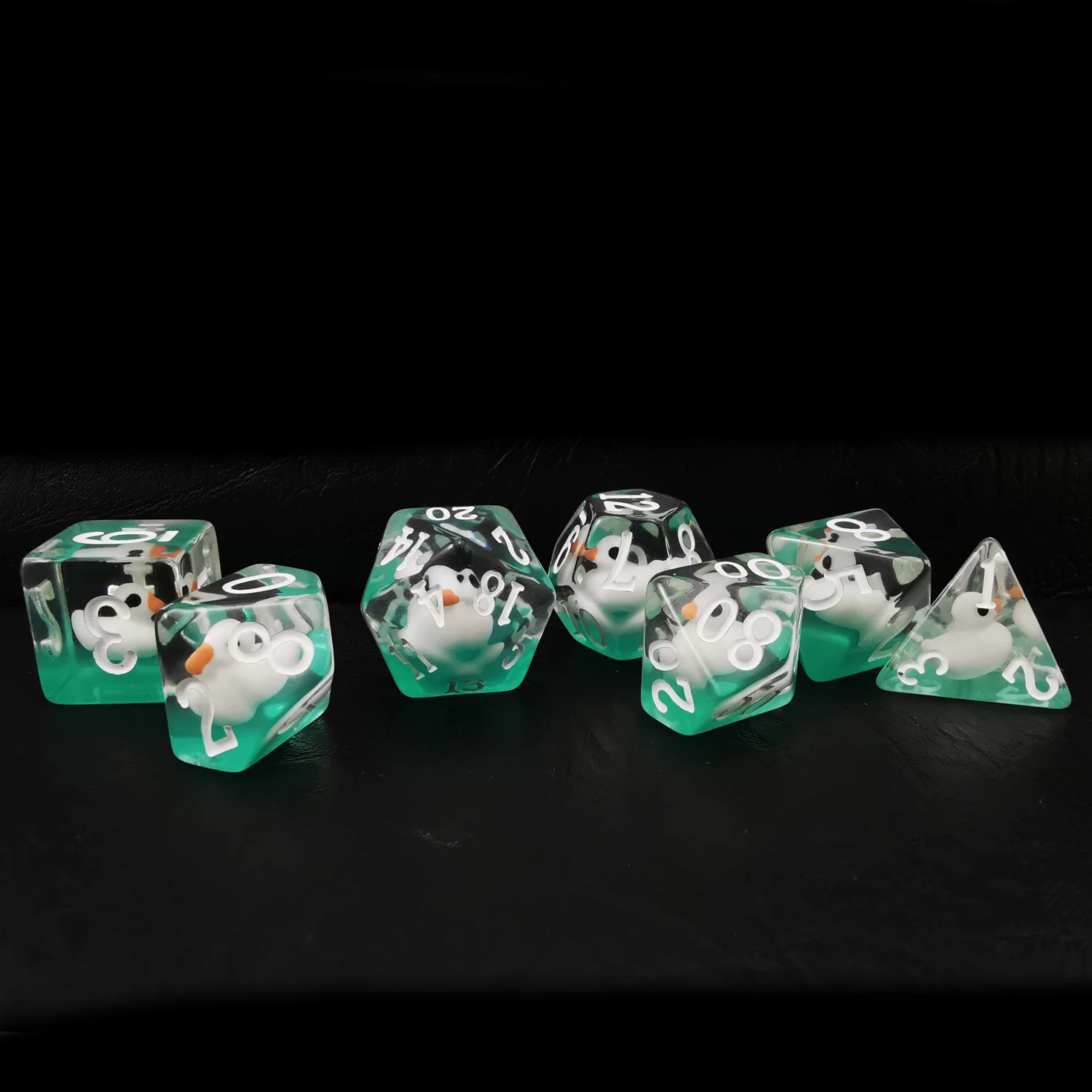 Bescon Swimming WhiteDuck RPG Dice Set of 7, Novelty White Duck Polyhedral Game Dice set