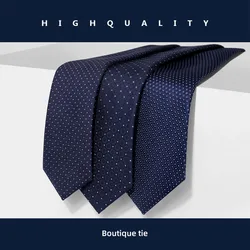 Luxury Business Tie for Men Navy Blue Polka Dot Ties Brand Designer High Quality  Dress Shirt Necktie Male Gift