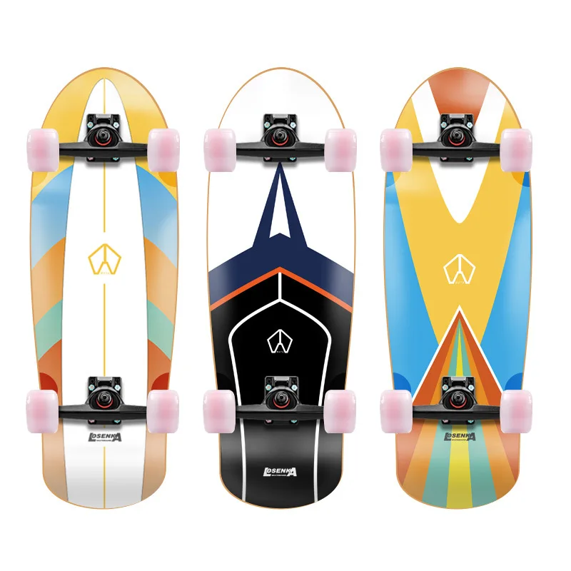 

2023 Land Surfboard Professional Skateboard Cruise Board Ski Simulator Surf Training Color Pattern 7 Layers Maple Double Rocker