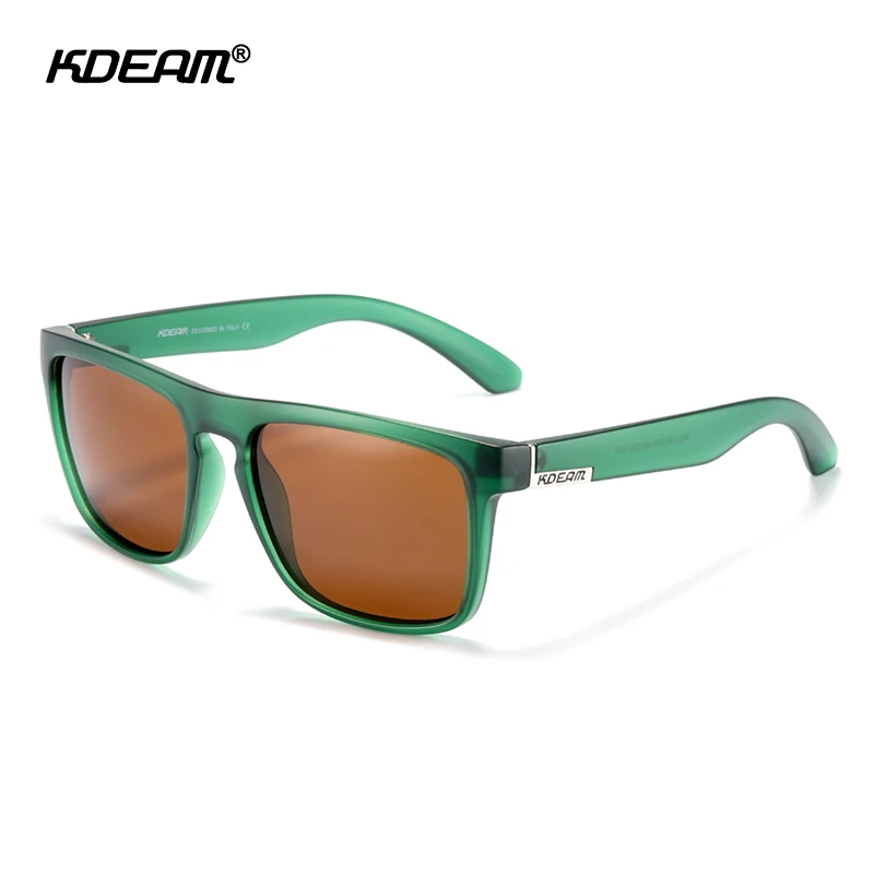 KDEAM 30 Colors Available Top Square Men\'s Sunglasses Polarized and UV400 Protection Translucent Glasses Frame Mirror Lense
