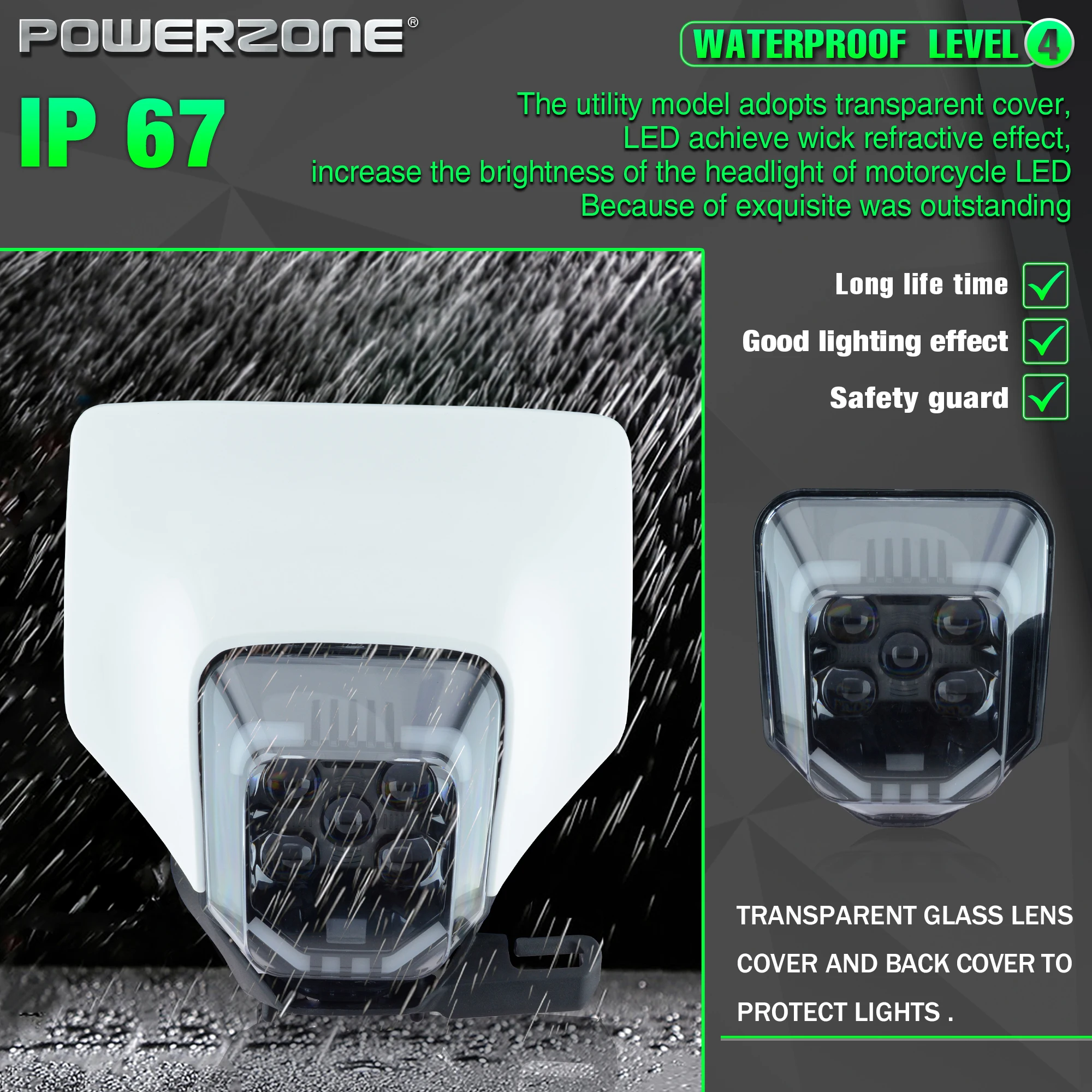 POWERZONE Motorcycle New 2021 Headlight Headlamp Head Lamp Light For Husqvarna FE250 FE350 FE450 2020 2021 2022 LED Headlight