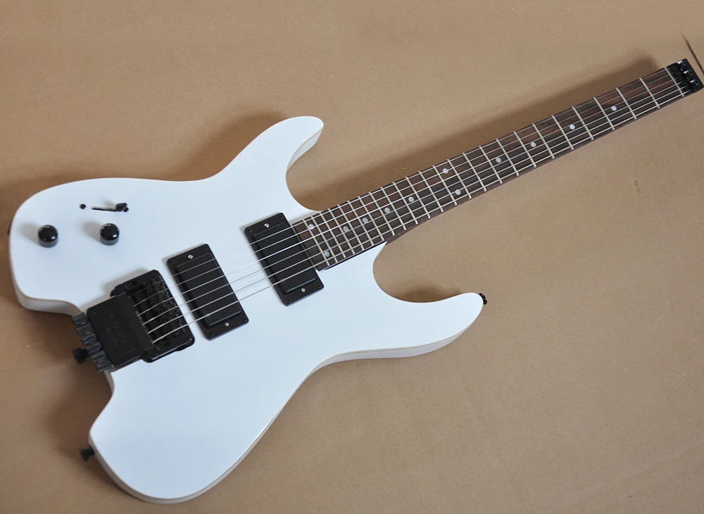 Left Handed White Headless Electric Guitar with Rosewood Fretboard,24 Frets,Customized Logo/Color Available