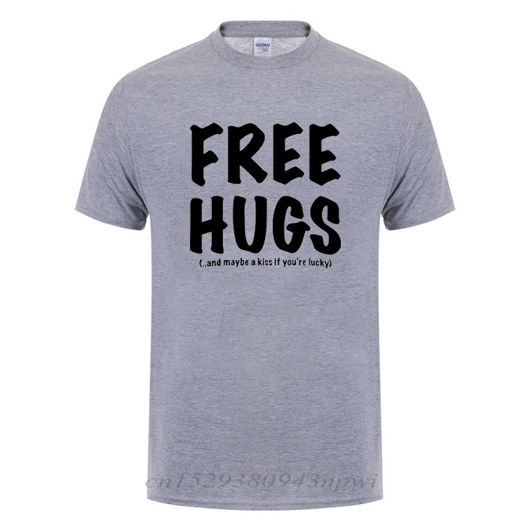 Free Hugs Printing T Shirt For Men Male Summer Tops Tee O Neck Short Sleeve Fashion Cotton T-Shirt Tshirt Man Brand Clothing