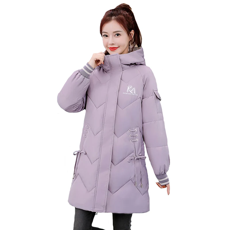 

Winter Parker Down Padded Jacket Woman Outerwear Medium Long New Fashion Vintage Thick Cotton Clothes Loose Overcoat Female 2022