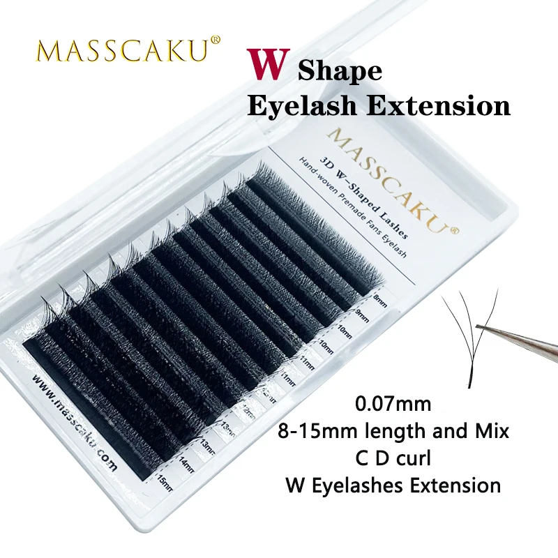 New W style eyelash extensions 3D W clover shape volume russian lashes custom private label supplies volume tools for makeup