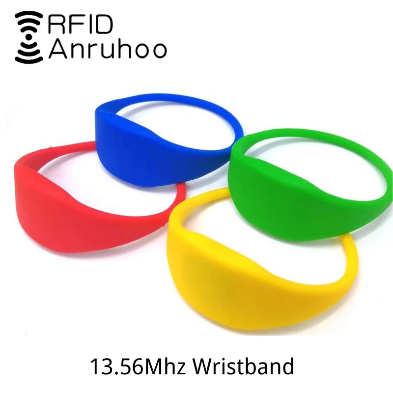 5PCS Access Control Tag 13.56Mhz Read-Only Time Attendance 1K S50 NFC Smart Chip IC Card Bracelet Keychain RFID Wristband